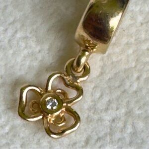 Pandora 14K Gold Flower with Diamond Charm